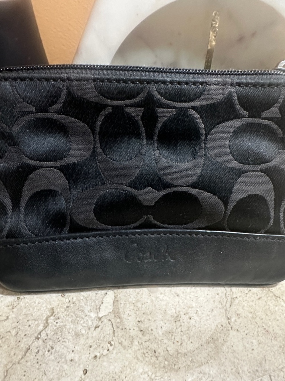 Coach Black Signature Jacquard Wristlet Pouch